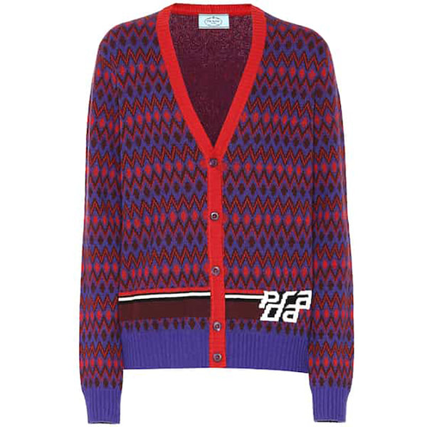 Sz 40 NEW $1,140 PRADA Vintage Style LOGO Wool Cashmere SWEATER KNIT CARDIGAN