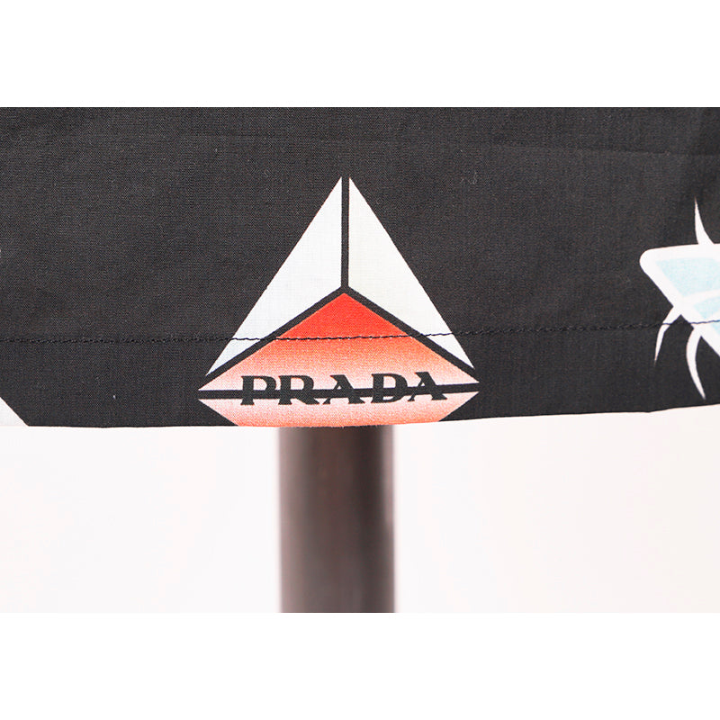 39 NEW $1,240 PRADA Runway Men's Black Sticker Design Short Sleeved Poplin SHIRT