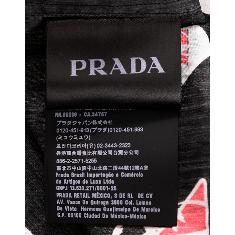 39 NEW $1,240 PRADA Runway Men's Black Sticker Design Short Sleeved Poplin SHIRT