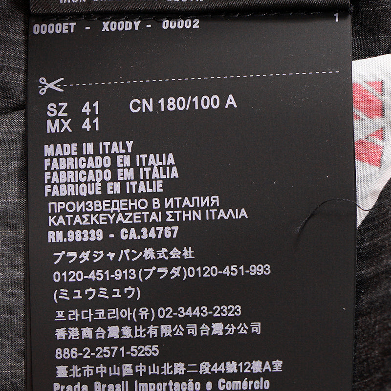 39 NEW $1,240 PRADA Runway Men's Black Sticker Design Short Sleeved Poplin SHIRT