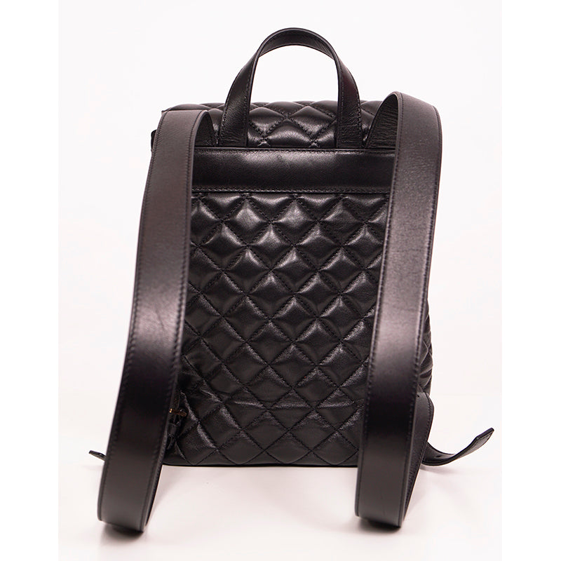 NEW $1,700 VERSACE Black Leather GOLD MEDUSA LOGO Quilted Lambskin BACKPACK BAG
