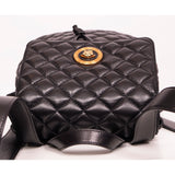 NEW $1,700 VERSACE Black Leather GOLD MEDUSA LOGO Quilted Lambskin BACKPACK BAG
