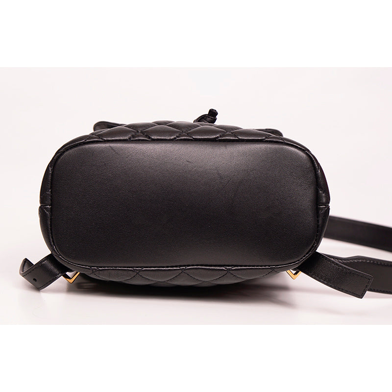 NEW $1,700 VERSACE Black Leather GOLD MEDUSA LOGO Quilted Lambskin BACKPACK BAG