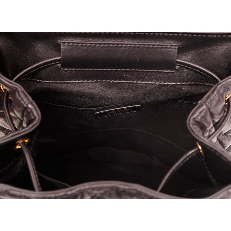 NEW $1,700 VERSACE Black Leather GOLD MEDUSA LOGO Quilted Lambskin BACKPACK BAG