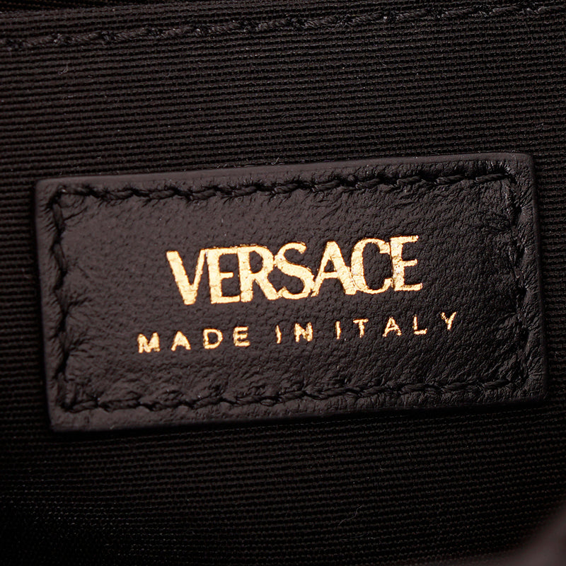 NEW $1,700 VERSACE Black Leather GOLD MEDUSA LOGO Quilted Lambskin BACKPACK BAG