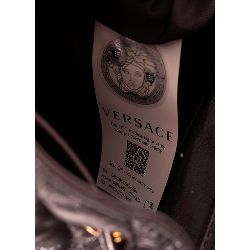 NEW $1,700 VERSACE Black Leather GOLD MEDUSA LOGO Quilted Lambskin BACKPACK BAG