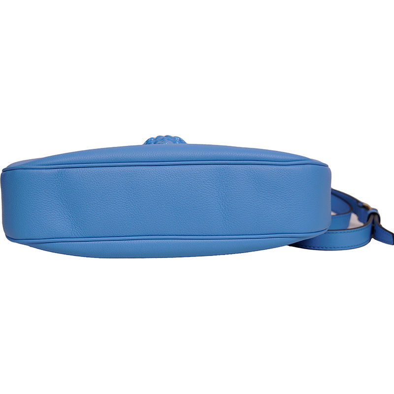 NEW $1,875 VERSACE Blue Leather LA MEDUSA Medium Hobo Convertible Strap BAG NWT