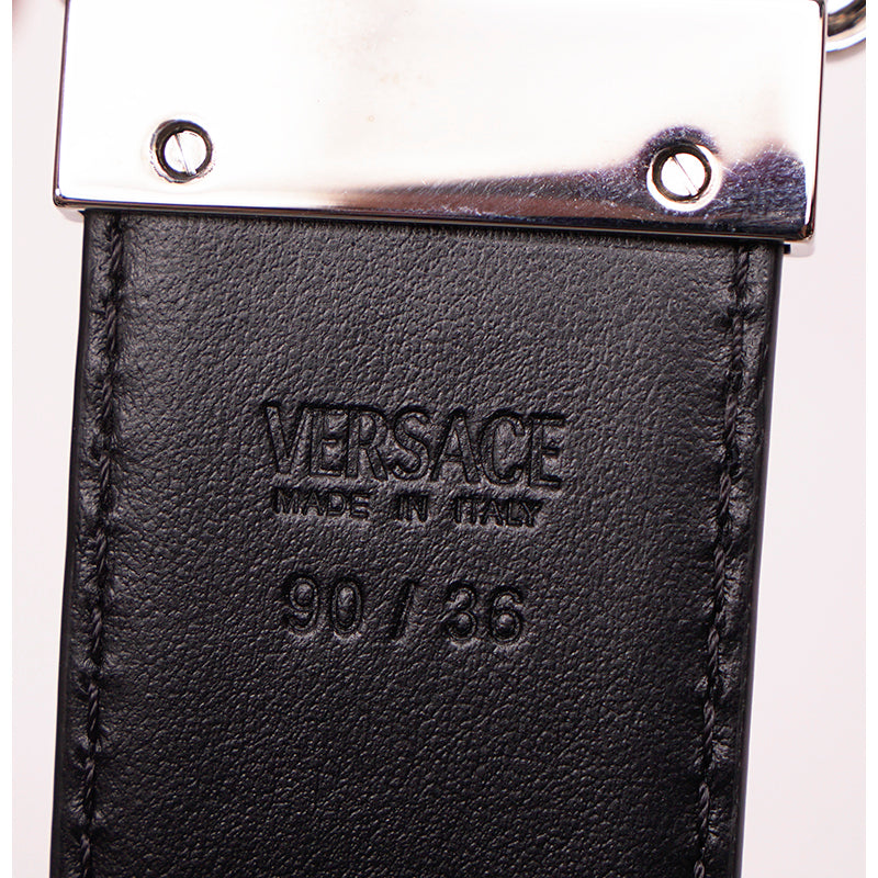 Versace Black Leather Medusa Belt - 95