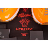 45 12 NEW $995 NEW VERSACE MENS Orange Neon CHAIN REACTION Cross Chunky SNEAKERS