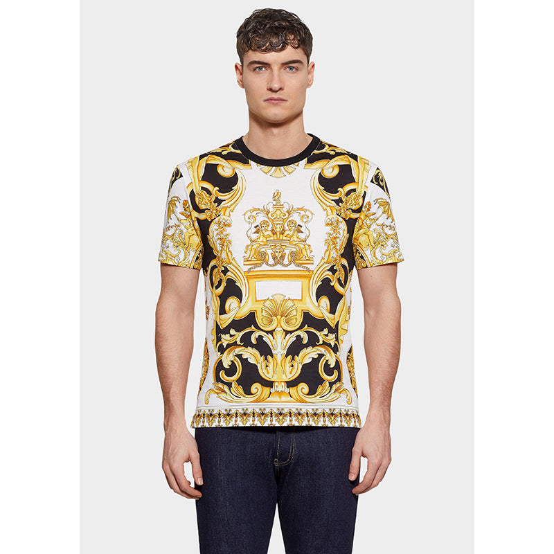 XS NEW $595 VERSACE TRIBUTE COLLECTION SS92 Mens GOLD BAROCCO TSHIRT TEE SHIRT