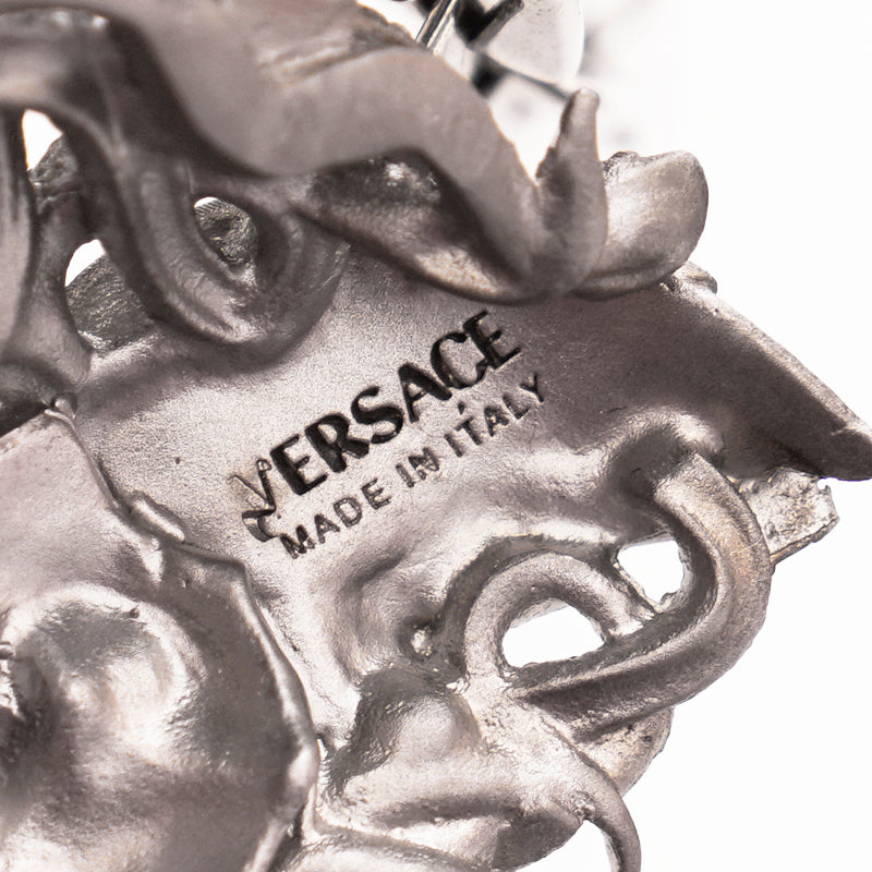 NEW $790 VERSACE Silver Tone MEDUSA WINGED SERPENT Pendant Link NECKLACE NIB