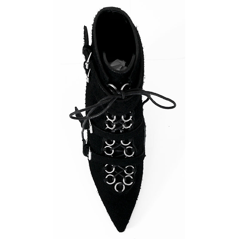 37.5 & 38 NEW $1,895 SAINT LAURENT Runway Black Suede BLAZE 45 BUCKLE Ankle BOOTS