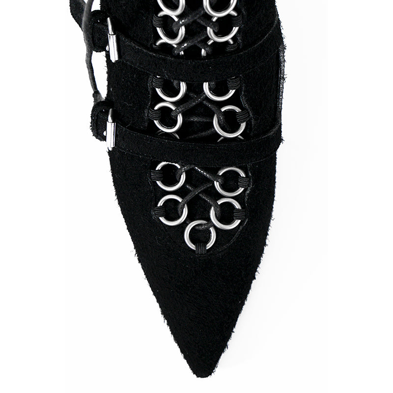 37.5 & 38 NEW $1,895 SAINT LAURENT Runway Black Suede BLAZE 45 BUCKLE Ankle BOOTS