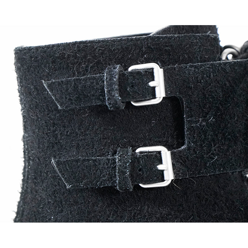 37.5 & 38 NEW $1,895 SAINT LAURENT Runway Black Suede BLAZE 45 BUCKLE Ankle BOOTS