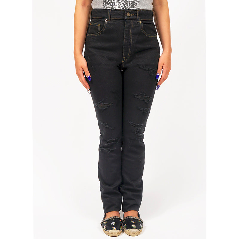 28 NEW $890 SAINT LAURENT Trash Overdye JAPAN DENIM Distressed Skinny JEANS