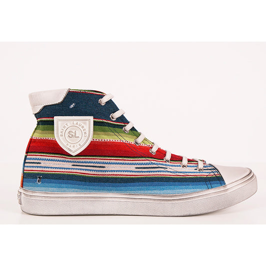 43.5 US 10.5 NEW $695 SAINT LAURENT Mexican Jacquard BEDFORD HIGHTOP SNEAKERS