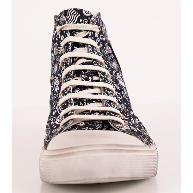 43.5 US 10.5 NEW $695 SAINT LAURENT Skull Tattoo Canvas BEDFORD HIGHTOP SNEAKERS