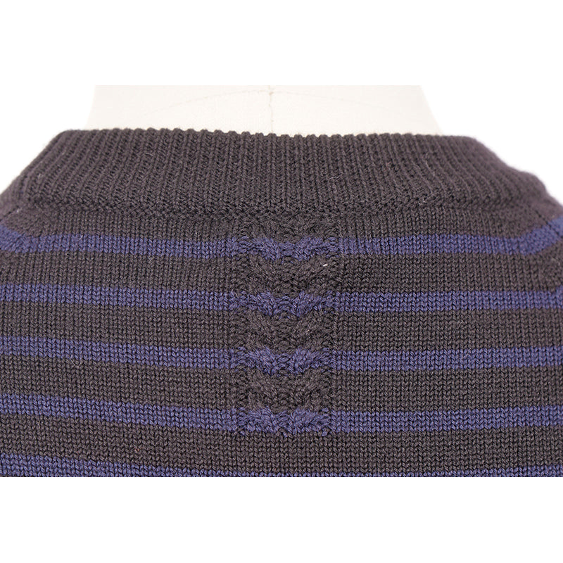 XS NEW $690 SAINT LAURENT Men's Black Blue Stripe WOOL KNIT Long Sleeve SWEATER