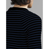 XS NEW $690 SAINT LAURENT Men's Black Blue Stripe WOOL KNIT Long Sleeve SWEATER